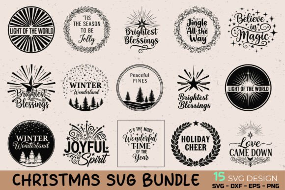 Download Christmas Round Badge SVG Bundle - Svg bundle Collection
