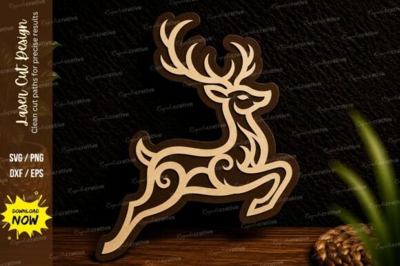 Download Running Reindeer Laser Cut Svg Design - Laser Collection