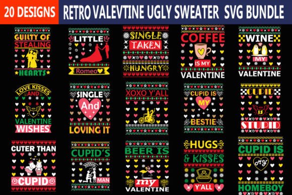 Download RETRO Valentine UGLY SWEATER SVG BUNDLE - Svg bundle Collection