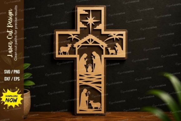 Download Christian Cross Nativity Laser Cut SVG - Laser Collection