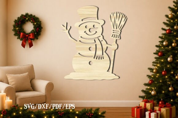 Download Snowman with Broom Laser Cut SVG - Laser Collection