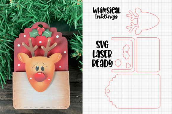 Download Reindeer Gift Card Holde Laser SVG - Laser Collection