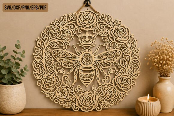 Download Laser Cut Bee Wreath Wall Art SVG Bundle - Svg bundle Collection