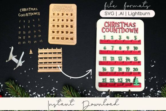 Download Laser Cut Christmas Countdown Sign SVG - Laser Collection