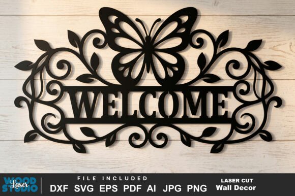 Download Butterfly Welcome Sign Laser Cut SVG - Laser Collection