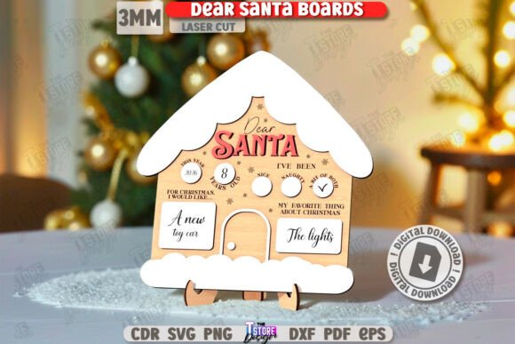 Download Dear Santa Board Laser Cut |Santa's List - Laser Collection