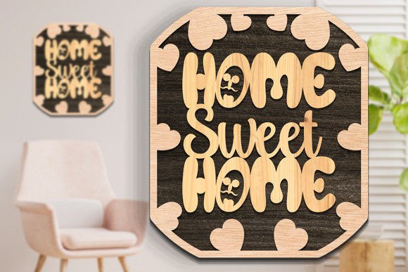 Download Home Sweet Home 3d Wall Decor Laser Cut - Laser Collection