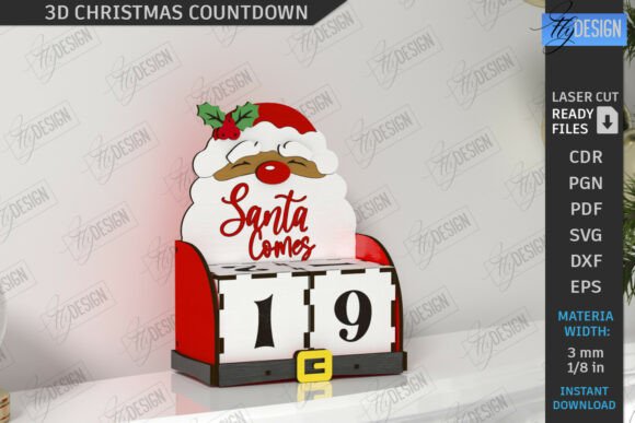 Download 3D Christmas Countdown Laser Cut | CNC - Laser Collection