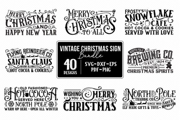 Download Vintage Christmas Sign SVG Bundle - Svg bundle Collection