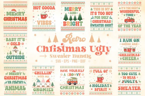 Download Retro Christmas Ugly Sweater SVG Bundle - Svg bundle Collection