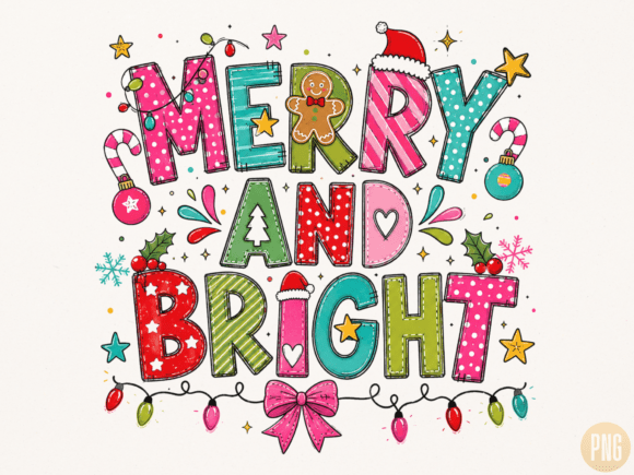 Download Merry and Bright Retro Christmas PNG - Merry and bright Collection