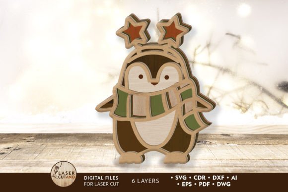 Download Standing Christmas Penguin, Laser Cut - Laser Collection