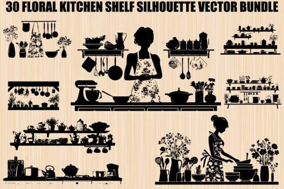 Download Floral Kitchen Shelf SVG Bundle - Svg bundle Collection