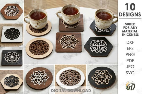 Download 3D Mandala Coasters Laser Cut Bundle - Laser Collection