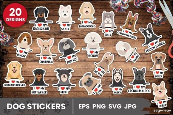 Download Dog Stickers SVG Bundle | Printable - Svg bundle Collection