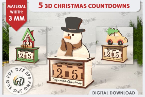 Download 3D Christmas Countdowns LaserCut Bundle - Laser Collection