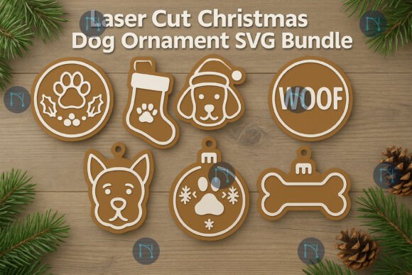 Download Laser Cut Christmas Dog Ornament SVG Bun - Laser Collection