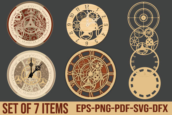 Download Laser Cut Decorative Wall Clock Set - Laser Collection