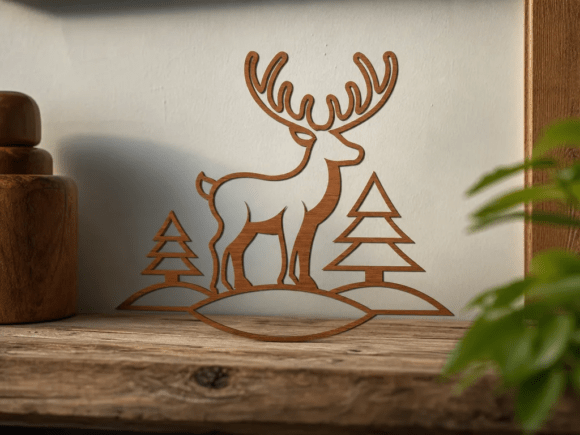 Download Reindeer Scene - Laser Cutting Design - Laser Collection