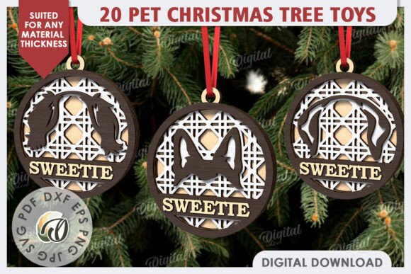 Download Pets Christmas Ornaments LaserCut Bundle - Laser Collection
