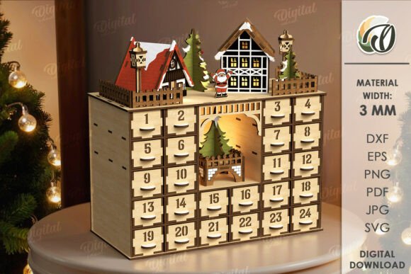 Download 3D Christmas Advent Calendar Laser Cut - Laser Collection