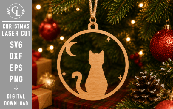 Download Cat Christmas Ornament Laser Cut SVG - Laser Collection