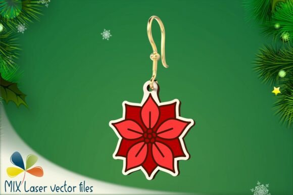 Download Poinsettia Flower Earring Laser Cut File - Laser Collection
