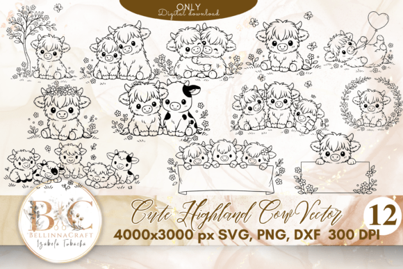 Download Cute Highland Cow SVG Bundle - Svg bundle Collection