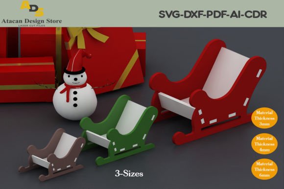 Download Deer with Sleigh Laser Christmas Decor - Laser Collection