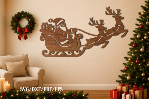 Download Santa Sleigh Reindeer Laser Cut SVG - Laser Collection