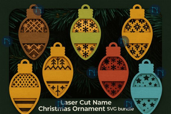 Download Laser Cut Name Christmas Ornament Bundle - Laser Collection