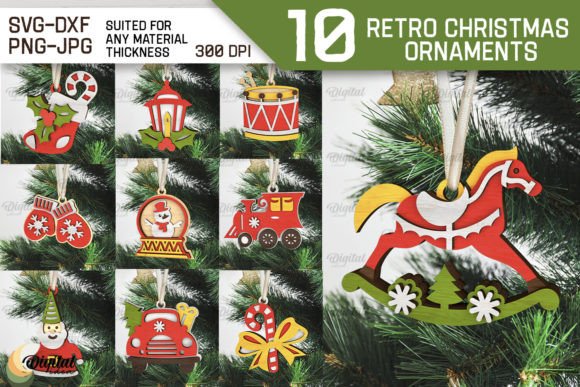 Download Retro Christmas Ornament LaserCut Bundle - Laser Collection