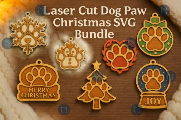 Download Dog Paw Christmas Ornaments SVG Bundle - Svg bundle Collection