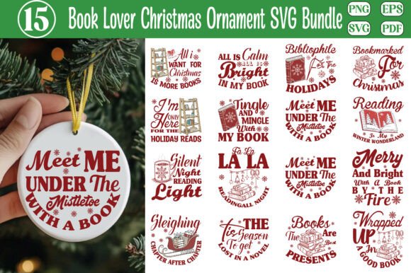 Download Book Lover Christmas Ornament SVG Bundle - Svg bundle Collection