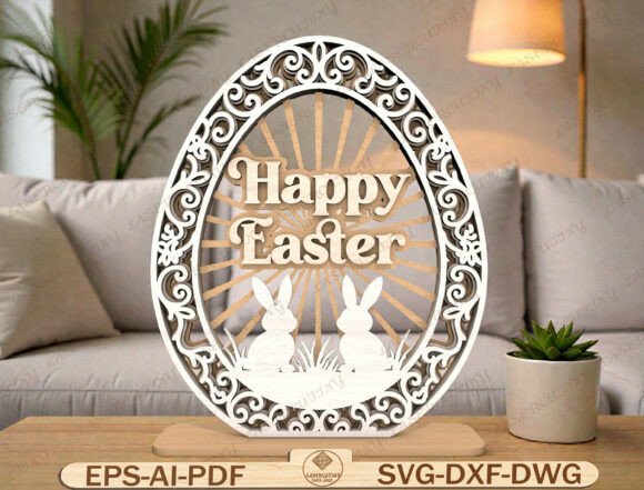 Download Easter Bunny Stand Sign Laser Cut File - Laser Collection