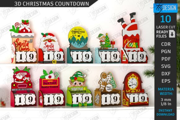 Download 3D Christmas Countdown Laser Cut Bundle - Laser Collection