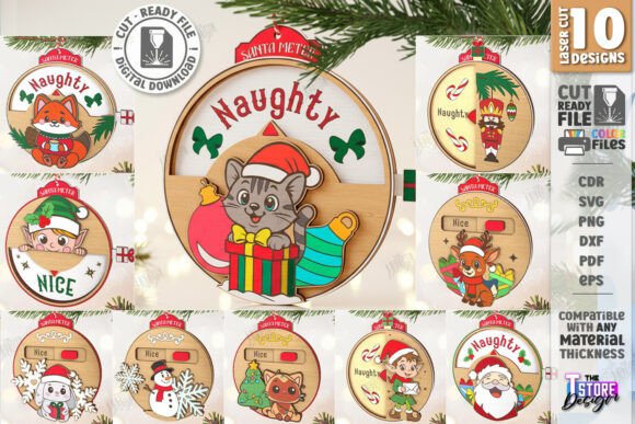 Download Santa Meter Ornaments Laser Cut Bundle - Laser Collection