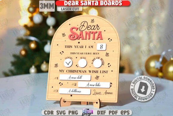 Download Dear Santa Board Laser Cut |Santa's List - Laser Collection