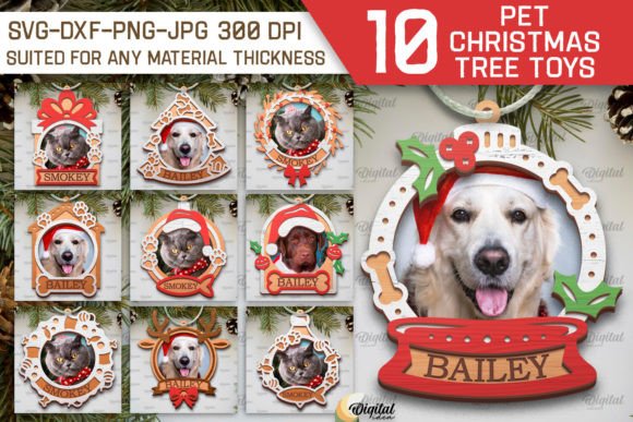 Download Pets Christmas Ornaments LaserCut Bundle - Laser Collection