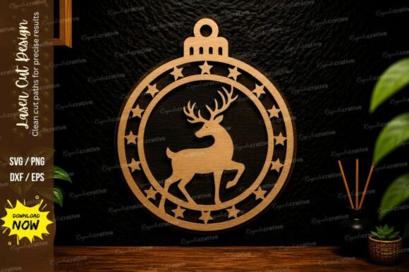 Download Reindeer Ornament Laser Cut SVG Design - Laser Collection
