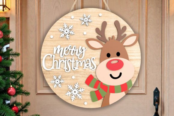 Download Christmas Reindeer Door Sign Laser Cut - Laser Collection