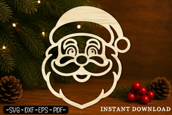 Download Santa Claus Face Ornament Laser Cut SVG - Laser Collection