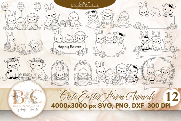 Download Cute Easter Farm Animals SVG Bundle - Svg bundle Collection